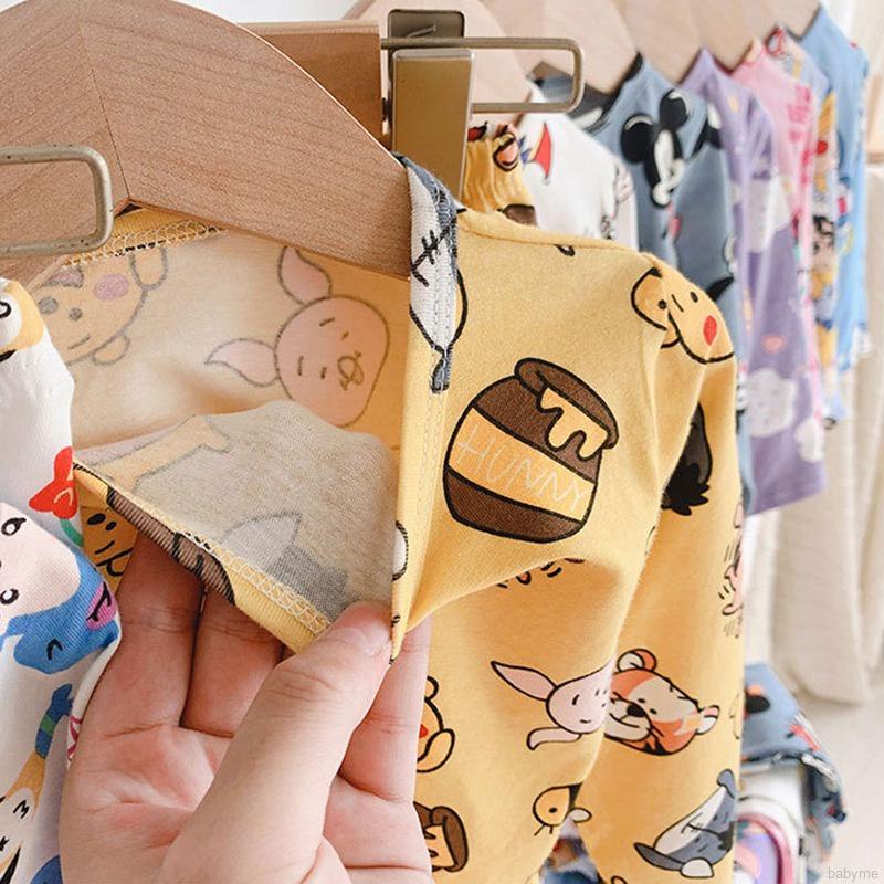 Bộ Đồ Ngủ 2 Món Vải Cotton Thoáng Khí In Hoạt Hình Kèm Quần Dài Dành Cho Bé