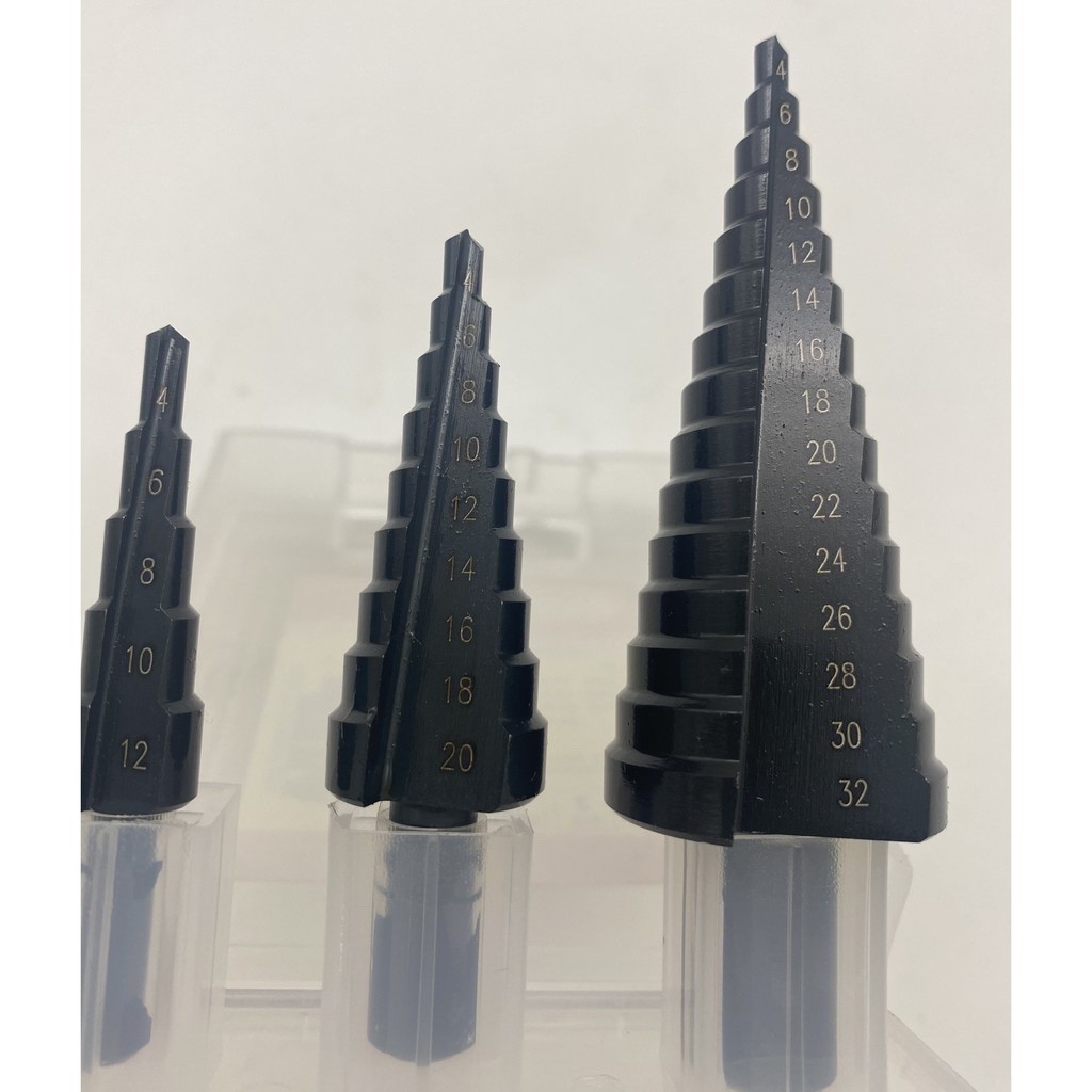 [ HÀNG XỊN XÒ ] Bộ 3 mũi khoan tầng (Tháp) ( 4-12 , 4-20 , 4-32 ) - chân trụ + lục giác