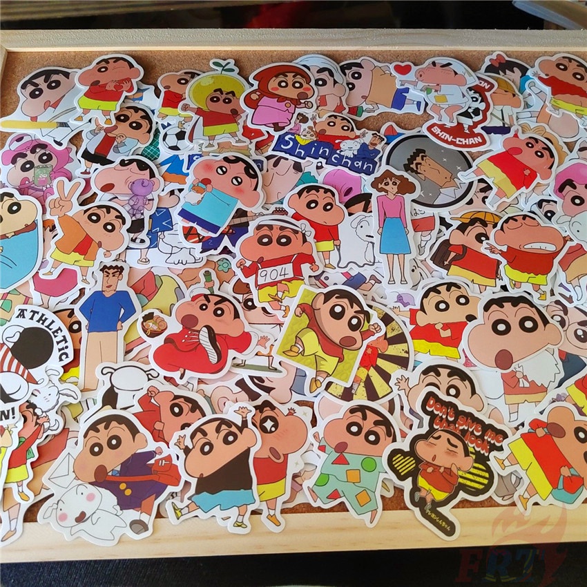 Bộ 90 Cái ☆ Hình Dán Mini Cậu Bé Bút Chì Shin-chan ☆ Sticker Dán Tường Chống Thấm Nước Họa Tiết Graffiti Hợp Thời Trang