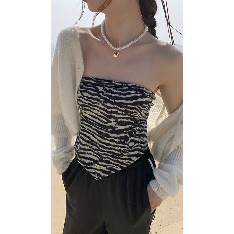 DUNEA Áo Ống In Họa Tiết Ngựa Vằn Thời Trang Nữ Cá Tính