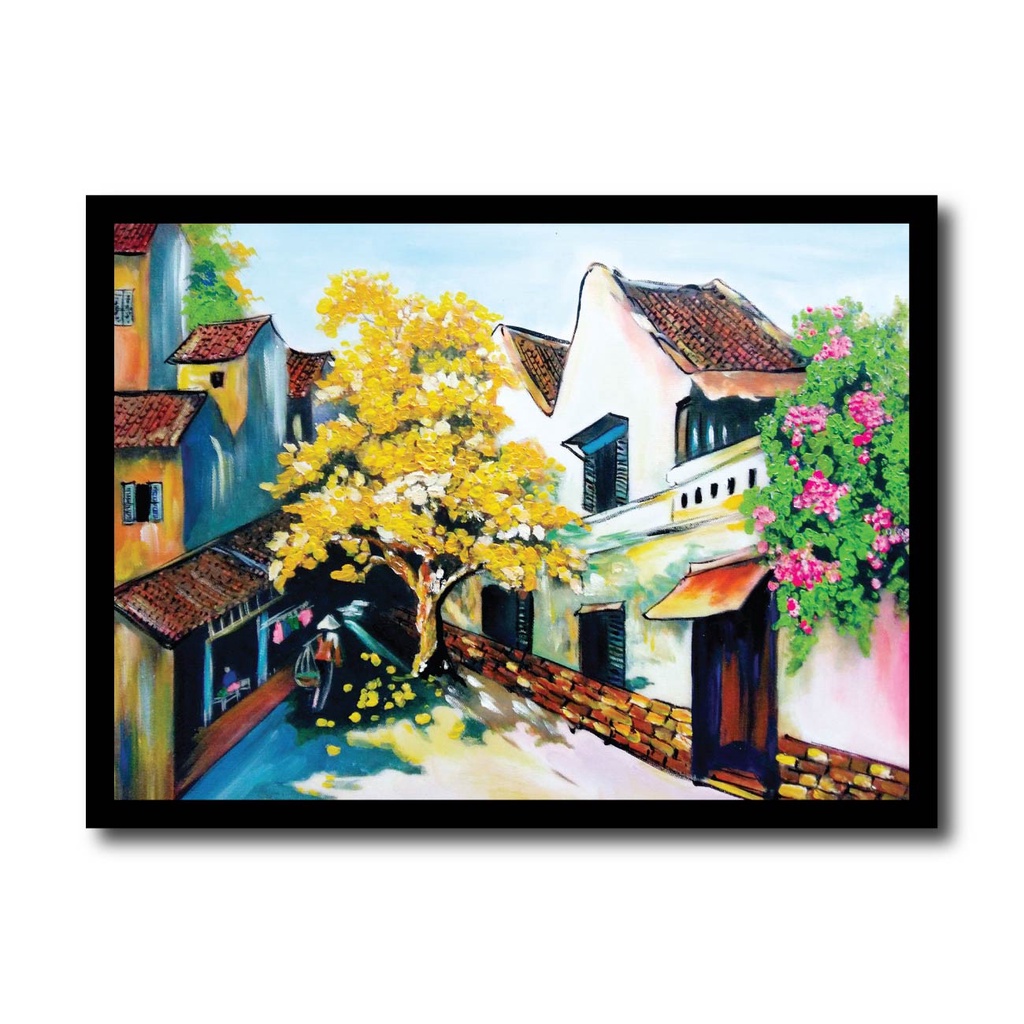 Tranh sài gòn, quê hương Việt Nam, nhà thờ đức bà, phố cổ, đồng quê việt nam, xích lô, quà tặng lưu niệm