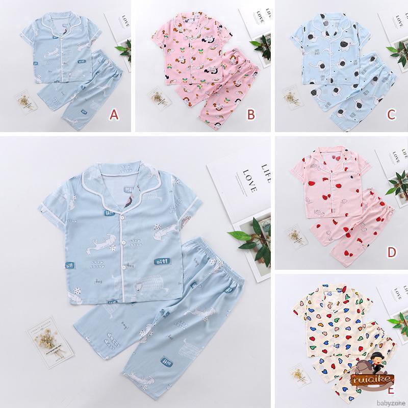 Bộ Đồ Ngủ Pijama In Hình Hoạt Hình Đáng Yêu Cho Bé Từ 1-7 Tuổi