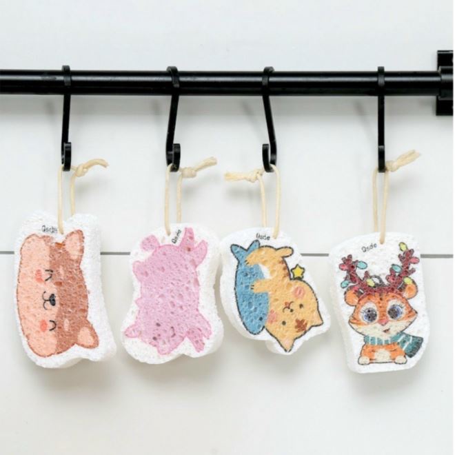 Miếng mút rửa bát hình thú KUTE nén chặt