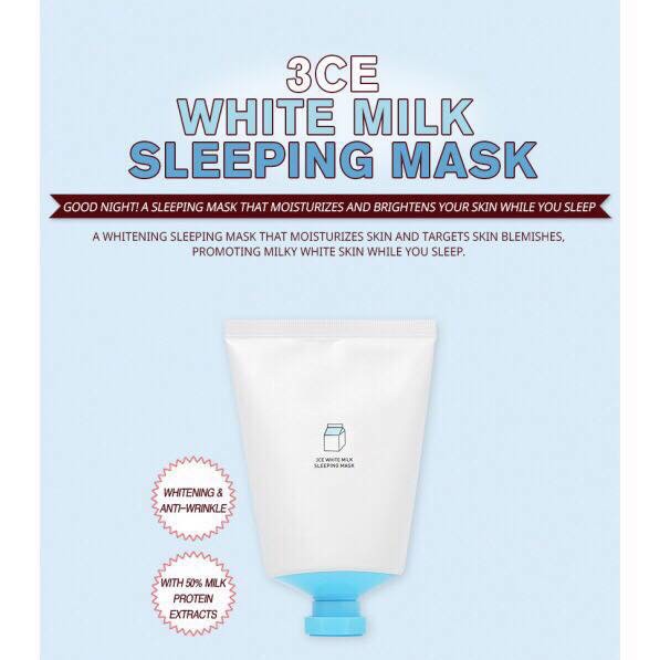 MẶT NẠ NGỦ DƯỠNG TRẮNG SỮA TƯƠI 3CE WHITE MILK | BigBuy360 - bigbuy360.vn