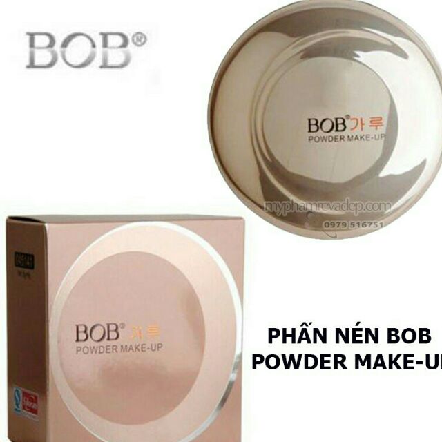 Phấn nén BOB Powder make-up hộp nâu  tặng kèm lõi thay thế