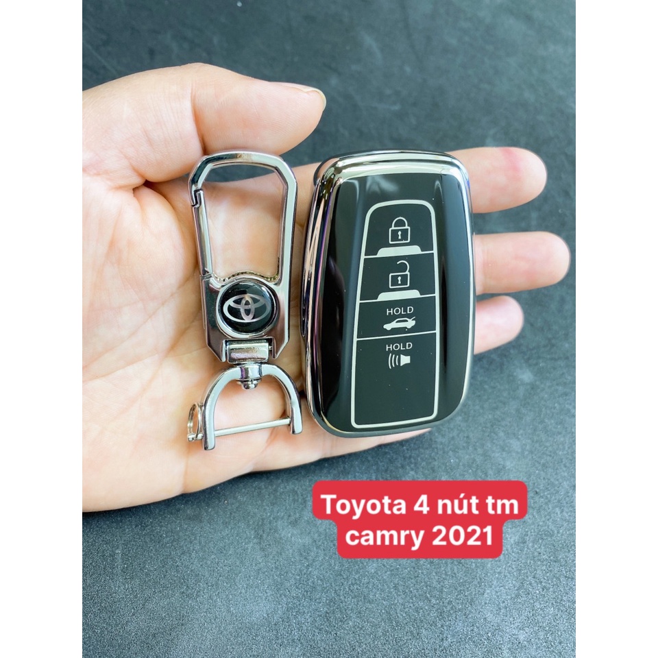 Ốp chìa khóa TPU mạ Inox xe ô tô Toyota Camry, Corolla Cross,Corolla Altis 2022 _2021_2020