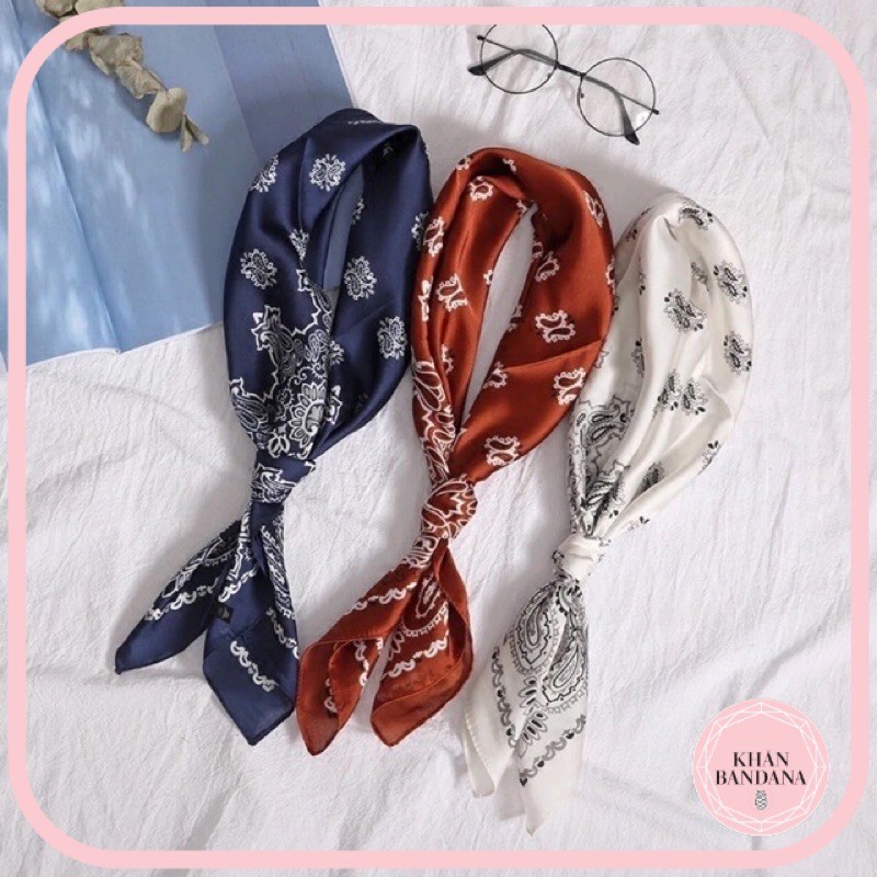 Khăn turban lụa vuông size 70*70cm choàng cổ thanh lịch làm áo nhiều mẫu - Khăn bandana