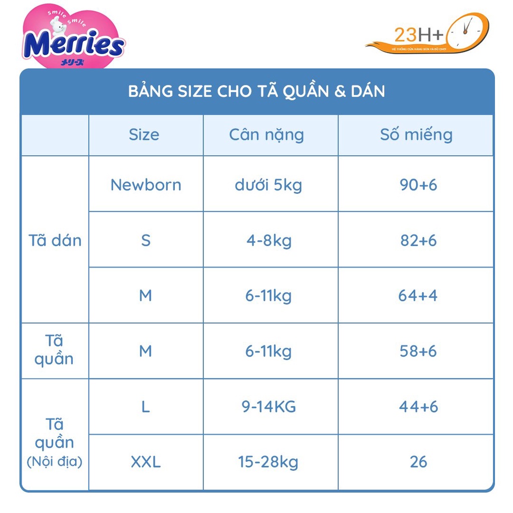 Bỉm Tã quần Merries Nhật Bản đủ size M58/L44/XL38 miếng