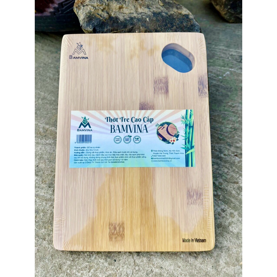 Thớt tre ép khoét góc , thớt chế biến ăn dặm an toàn cho bé - không tạo mùn, không ẩm mốc BAMVINA kích thước 26x18cm)