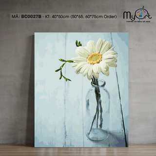Tranh tô màu sơn dầu số hóa - Mã BC0027B Hoa đồng tiền DIY Tranh lọ hoa trang trí treo tường làm quà tặng