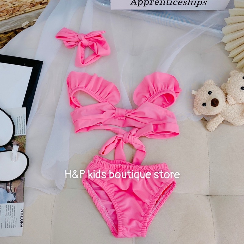 Đồ bơi bikini đi biển chanh sả 5 màu cho bé gái