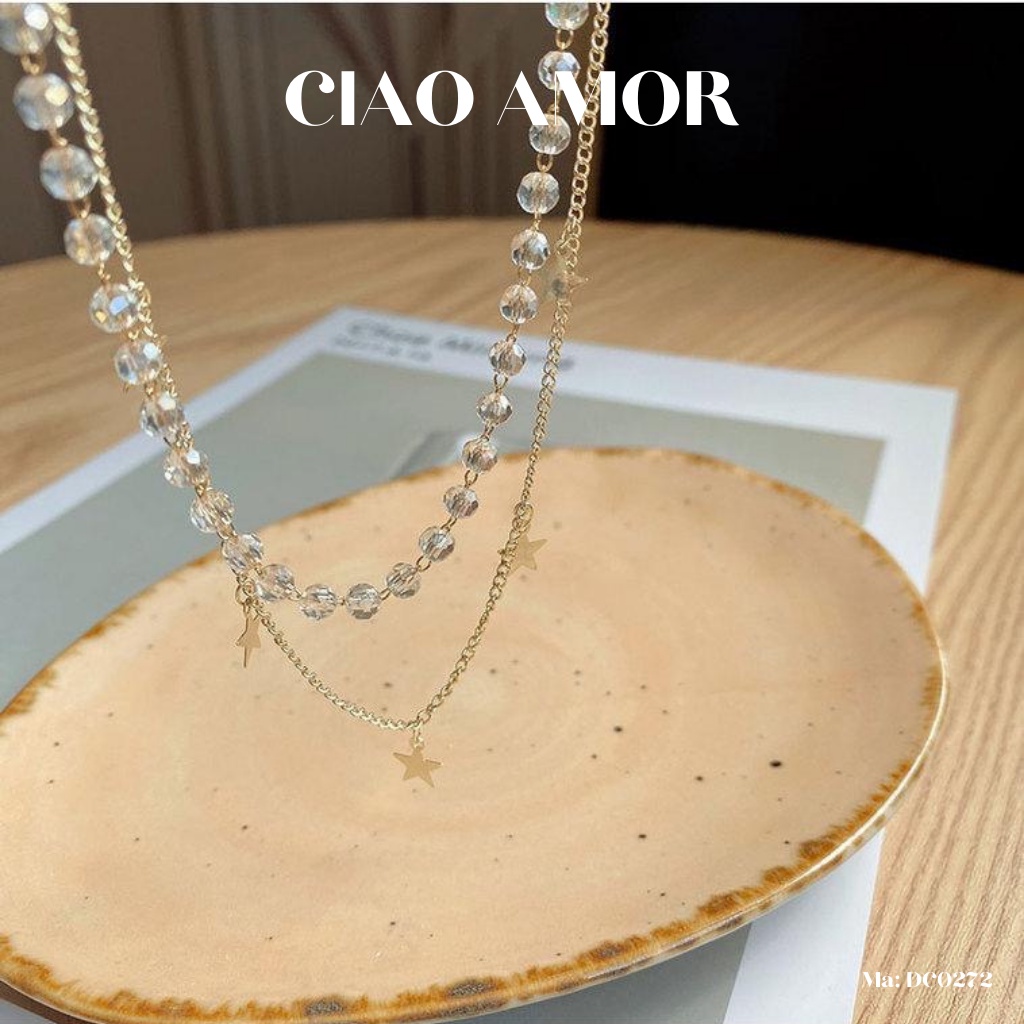 Dây chuyền nữ, Vòng cổ nữ 2 dây lấp lánh ngôi sao dự tiệc Trang sức Ciao Amor - DC0272