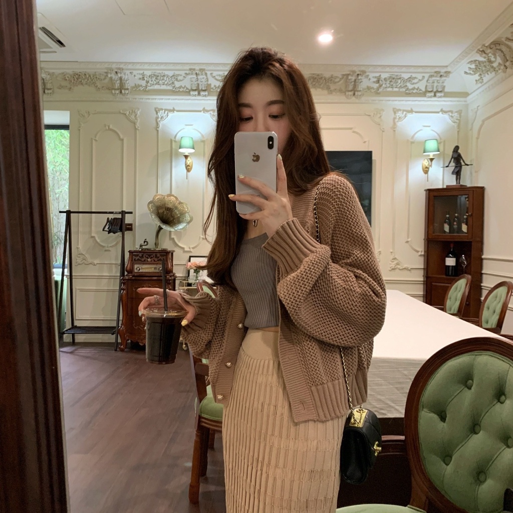 Áo Khoác Cardigan Màu Nâu Thiết Kế Mới Thời Trang Dành Cho Mùa Thu