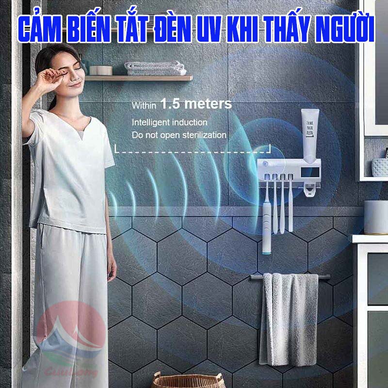 Giá Treo Bàn Chải Đánh Răng Diệt Khuẩn Nhả Kem Thông Minh Tia UV 99,9% Sạc Pin cảm biến thông minh công nghệ Hàn Quốc