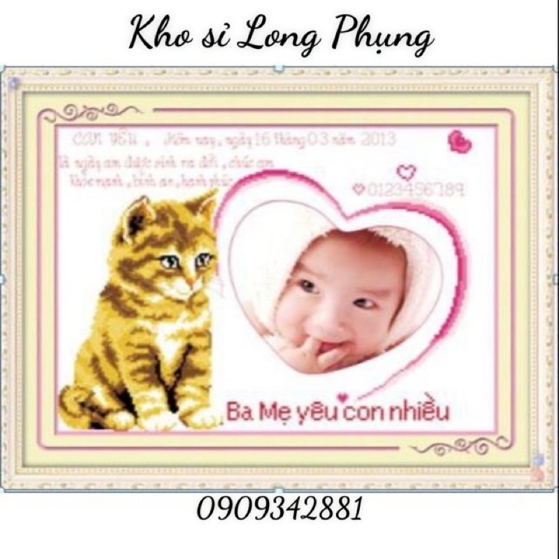 Tranh thêu con giáp mèo 51x40 cm Dlh-222700