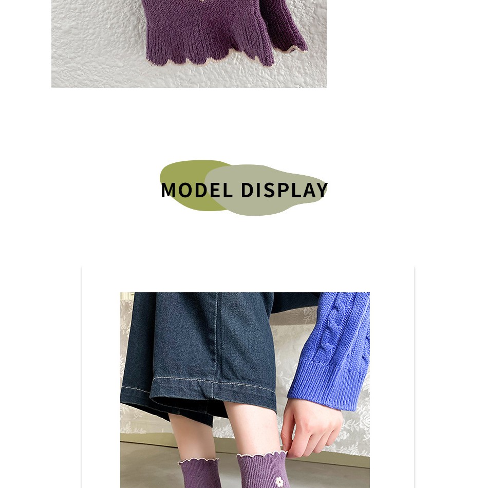 Tất cổ cao nữ Vớ nữ dài cao cổ cotton dễ thương thêu hình hoa Hàn Quốc