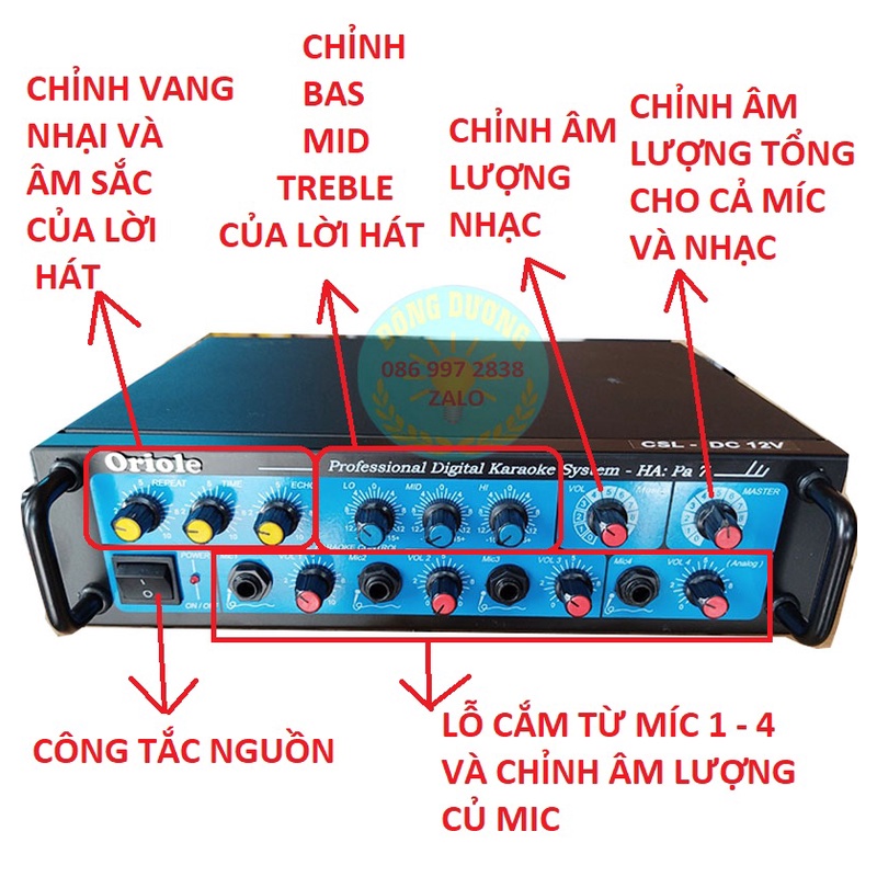 AMPLI LIỀN KARAOKE MINI ORIOLE CÔNG SUẤT LỚN 600W - CÓ DC 12V