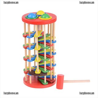 {lazy} Pound And Roll Wooden Tower With Hammer Knock The Ball Roll Off Ladder Kids Toy 0 0 0 0 0{bone}