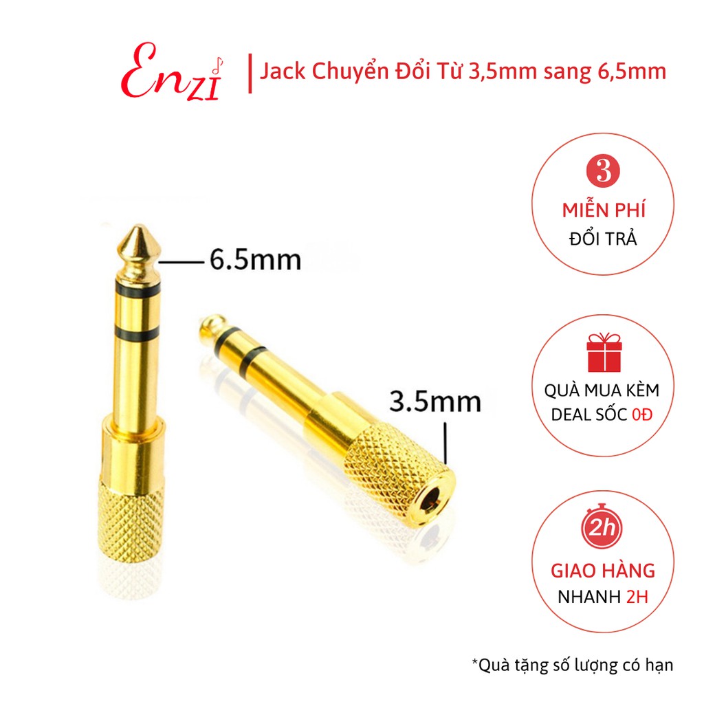 Jack chuyển đổi tín hiệu từ 3,5mm ra 6,5mm hoặc 6,5mm ra 3,5mm chất liệu nhựa Enzi