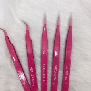 CẶP nhíp TÁCH (THẲNG + CONG ) trơn hồng LOẠI 1 _nhíp TÁCH  mi_ dụng cụ nối mi MR ĐỨC