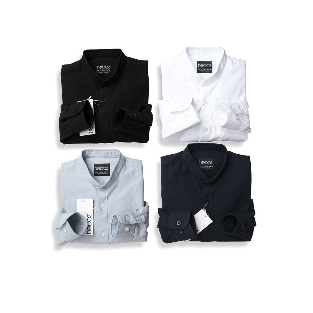 Áo sơ mi nam cổ trụ HEBOZ Oxford vải cotton pha mềm mịn lịch lãm nam tính 4 màu cao cấp - 00000679 | BigBuy360 - bigbuy360.vn
