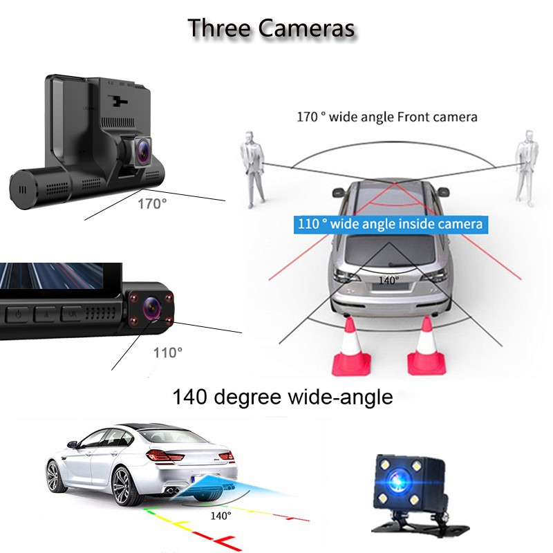 1080P Touch Dash Cam Car Recorder Camera Camera kép Camera hành trình phía trước và phía sau 170 góc Màn hình lùi đỗ xe 24h | BigBuy360 - bigbuy360.vn