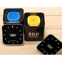 Đồng hồ kim mặt vuông ZGO unisex hồng, vàng, xanh lá, xanh dương trắng, tím silicone chống nước 3M