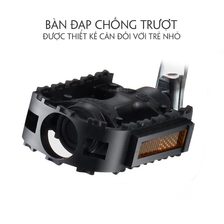 Xe đạp trẻ em vành đúc có 2 bánh phụ có thể tháo rời cho trẻ tư 2-8 tuổi size 14 inch kiểu dáng thể thao