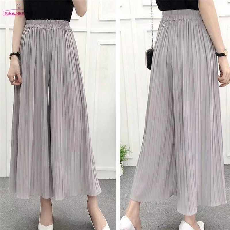 [Mã FAXANH55 giảm 10K đơn 50K] Quần Chiffon Nữ Ống Rộng Xếp Ly Thời Trang | BigBuy360 - bigbuy360.vn