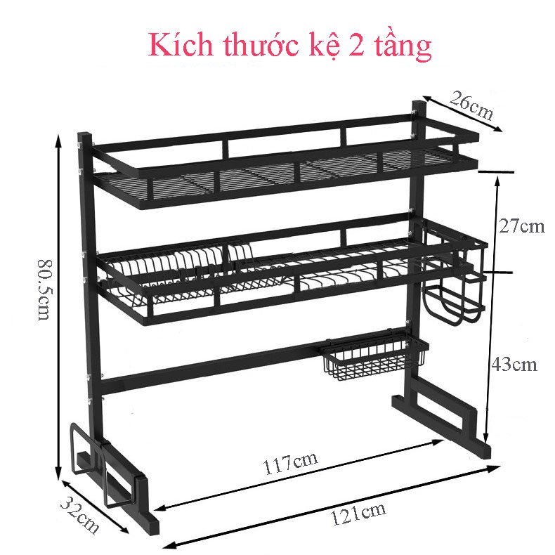 [Mã LIFEM1 giảm 50k đơn 99k] Kệ Úp Chén Bát Đa Năng SENNAI Loại 120cm Thép Cacbon Sơn Tĩnh Điện