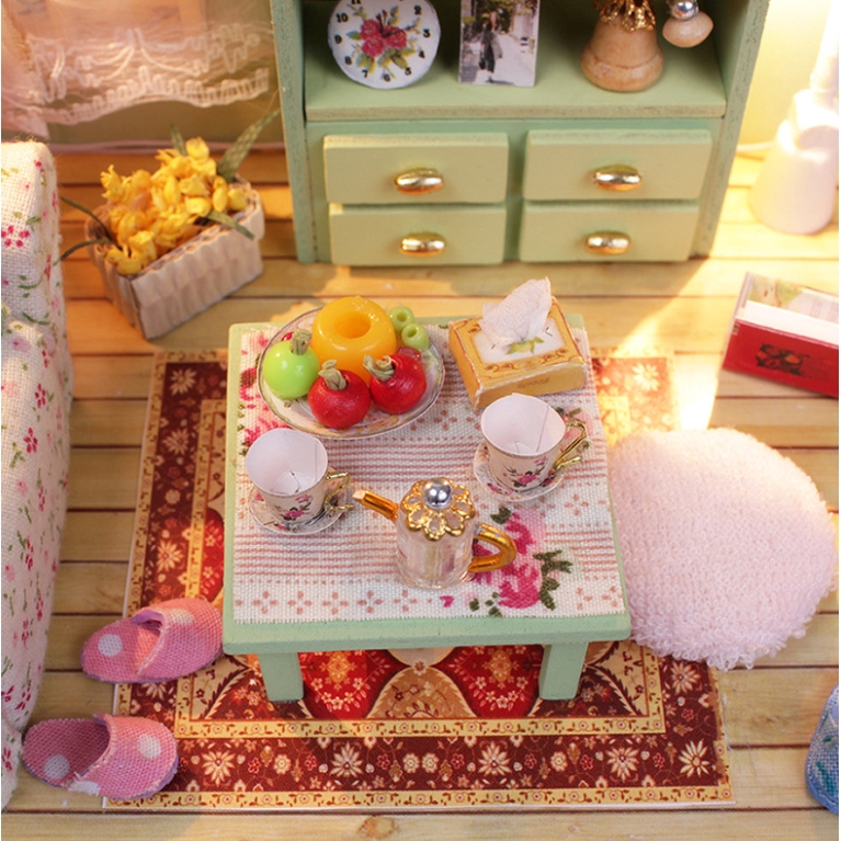 Creative DIY Doll House Furniture 3D Wooden Dollhouse Toys for Children Birthday Gifts M012