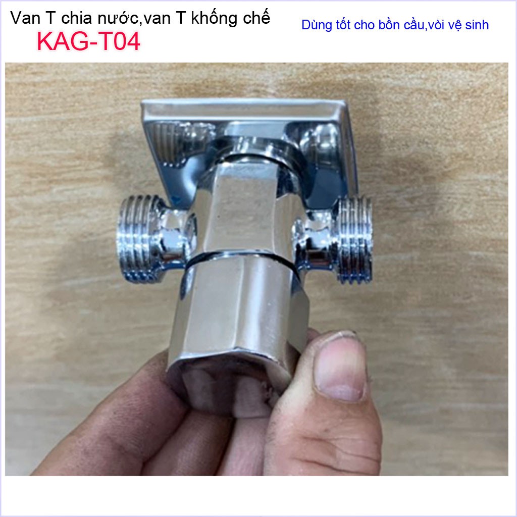 T chia nước van khóa giảm áp KAG-T04 cao cấp, van T chia nước bồn cầu và vòi xịt, T nối nước vòi xịt siêu bền