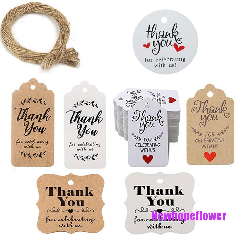 Set 100 Tấm Thẻ Giấy In Chữ Thank You Độc Đáo Xinh Xắn