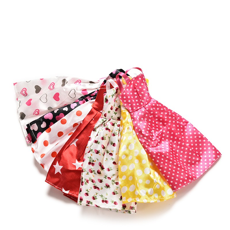Set 7 Đầm Đồ Chơi Búp Bê Nhiều Màu Sắc Dễ Thương Dành Cho Bé Gái