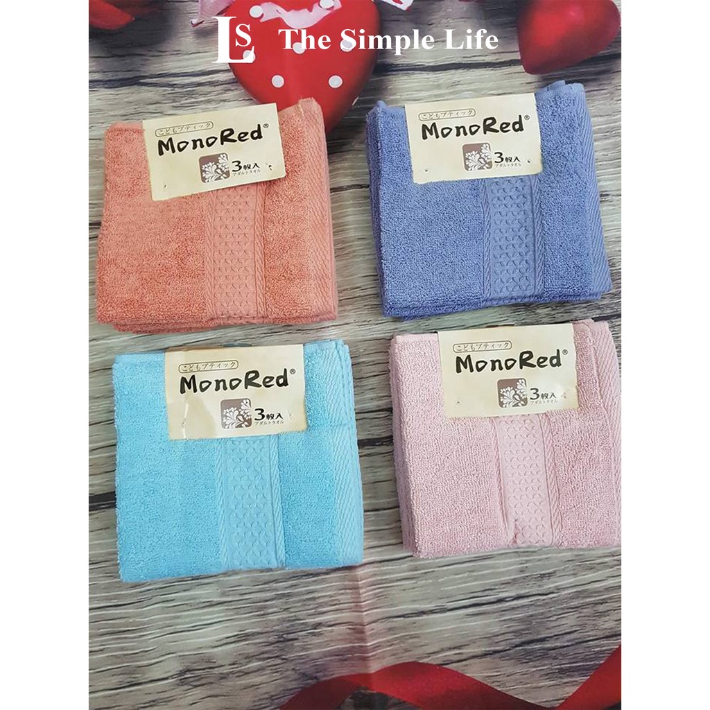Khăn lau mặt monored, khăn mặt, tắm xuất Nhật cotton dày dặn, siêu thấm hút, cao cấp mềm mịn 34x34 cm [CHÍNH HÃNG]