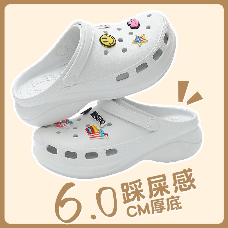 Dép Cross nữ bánh mì đế cao 6cm SUNNY kèm Sticker ngộ nghĩnh, dép sục nữ hot trend Trung bản đẹp