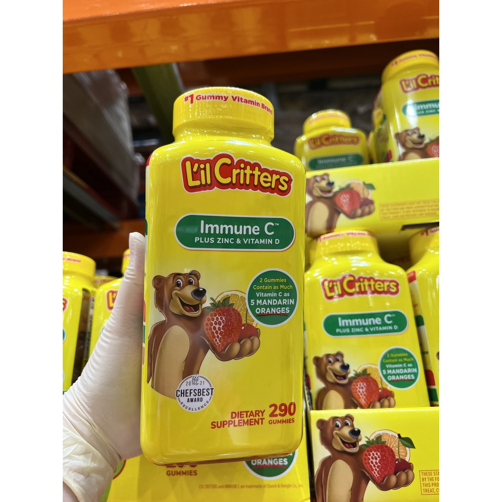 👧 🧒 Kẹo dẻo L'il Critters Immune C Plus ZinC & Vitamin D 290 VIÊN CỦA MỸ👧 🧒