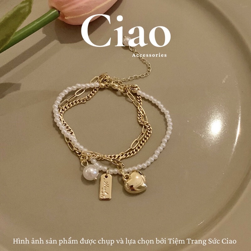 [HOẢ TỐC 1H] Vòng tay/ Lắc tay mạ bạc S925 thiết kế đính charm tinh tế phong cách Hàn Love In Ciao