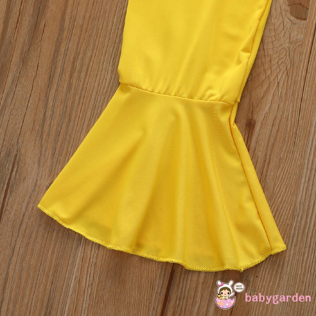 Jumpsuit Cotton Sát Nách Màu Vàng Cho Bé Gái