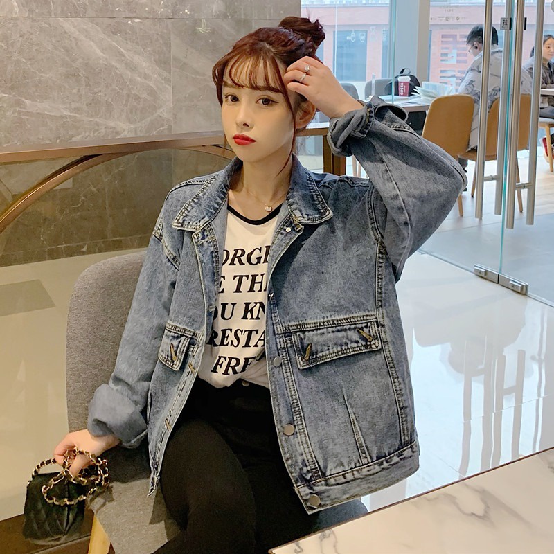 Áo khoác jeans nữ teen phong cách đường phố hàn quốc mùa thu đông