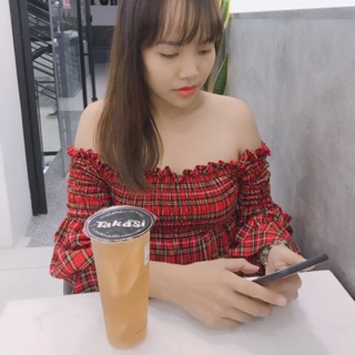 Áo trễ vai caro