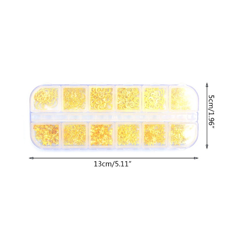 Hộp 12 Ngăn Đựng Phụ Kiện Trang Trí Móng Tay Nghệ Thuật