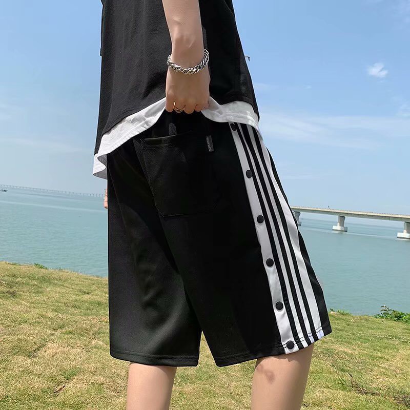 Quần đùi lửng ống rộng họa tiết cúc bấm thời trang unisex/ Quần sooc thể thao nam nữ phong cách hàn quốc_veestore | BigBuy360 - bigbuy360.vn