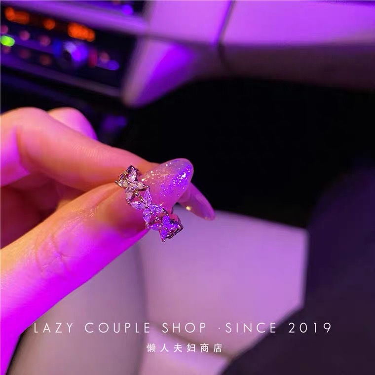Jiashucheng Hàng Có Sẵn Nhẫn Hở Hình Bướm Đính Đá Zircon Siêu Cổ Tích Có Thể Điều Chỉnh Tinh Tế Cho Nữ