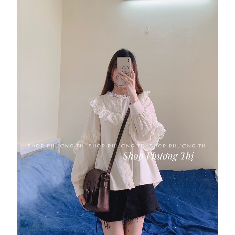 Áo babydoll cánh tiên viền ren tay áo (hình thật/video/sẵn) | BigBuy360 - bigbuy360.vn