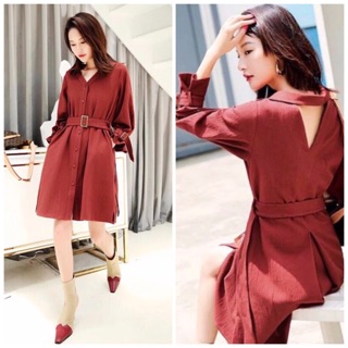 Đầm cam đất tay lỡ kèm belt