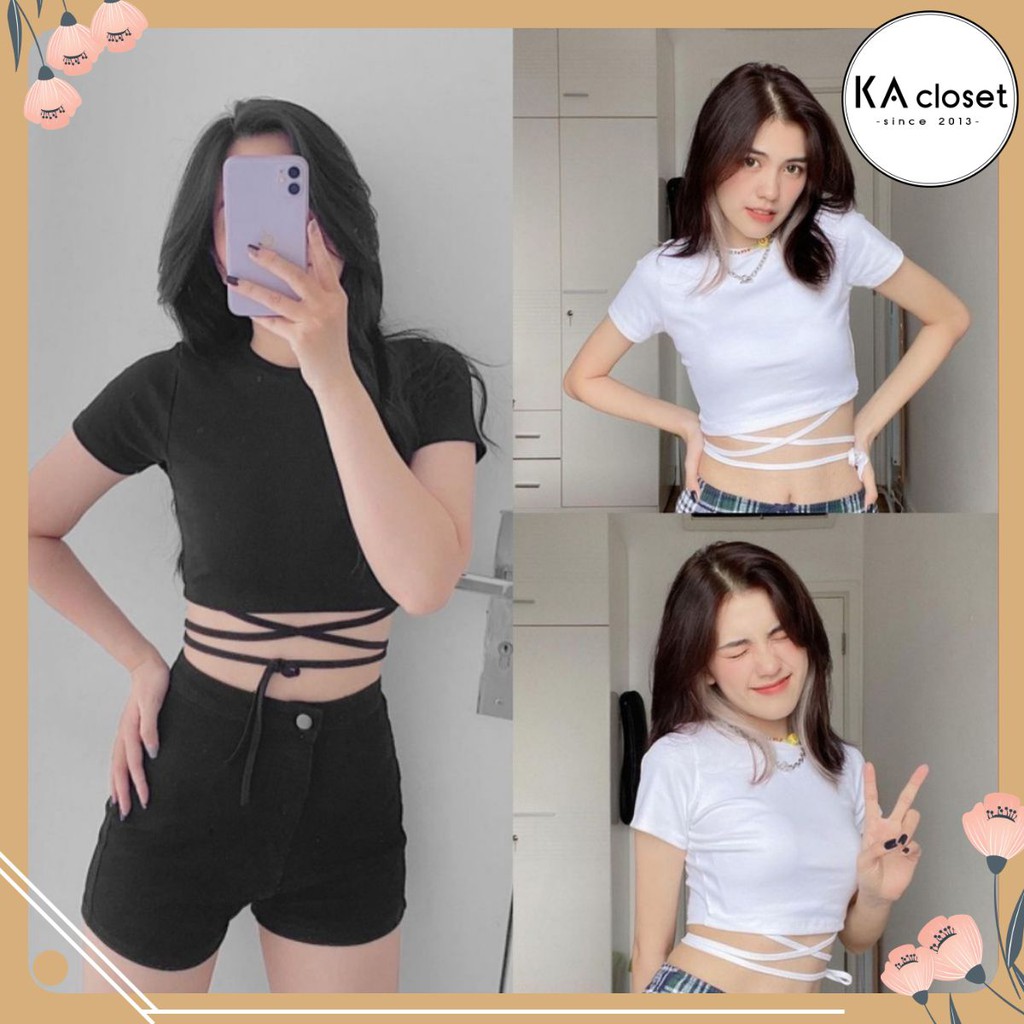 🆕 Áo croptop dây đan KA Closet chất bozip cotton co dãn tốt, mặt mịn không xù hot hit | BigBuy360 - bigbuy360.vn