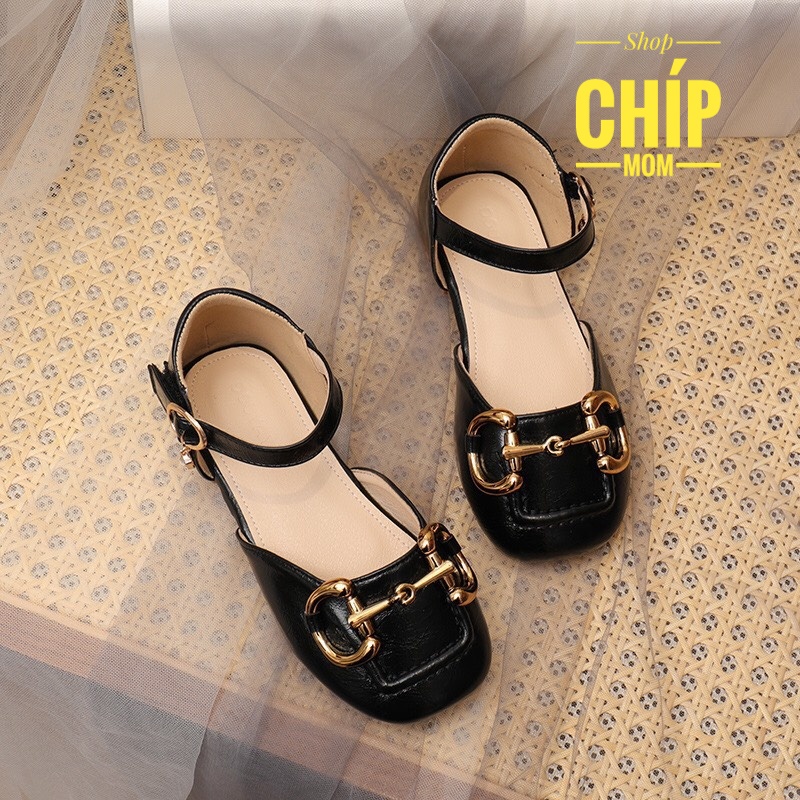 giày búp bê cho bé giày bệt bé gái có quai dán đế chống trượt da PU bóng mềm xích đẹp trung đại đi học full hộp bupbe601