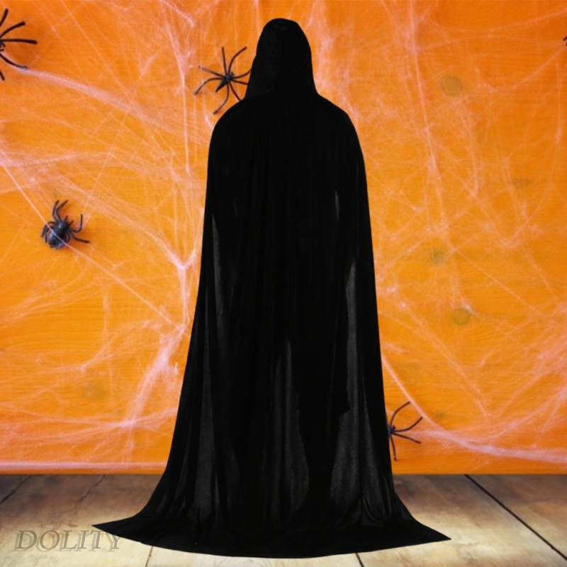 Áo choàng nhung dáng dài có mũ trùm dùng hóa trang halloween