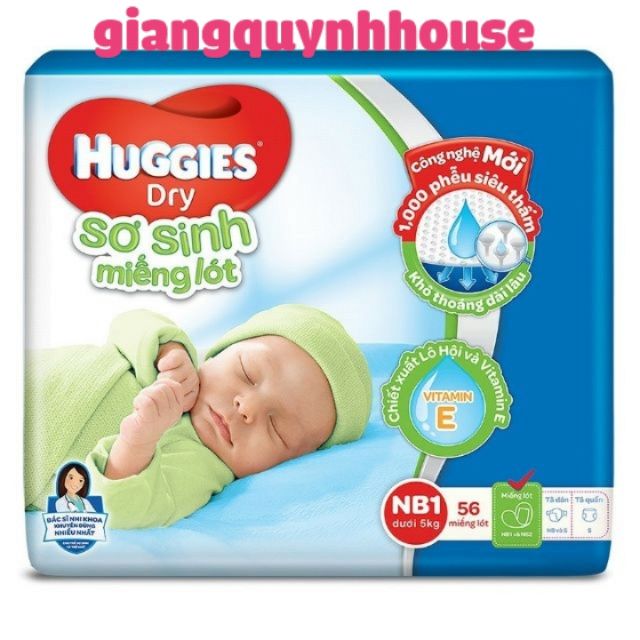 Miếng lót sơ sinh Huggies NB1 56 miếng tặng 4 miếng